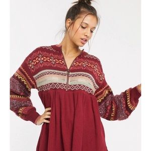 Free People • Cabin Fever Fair Isle Zip Thermal